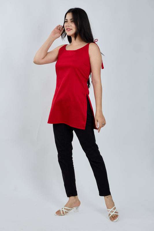 CRIMSON RED SHORT KURTI