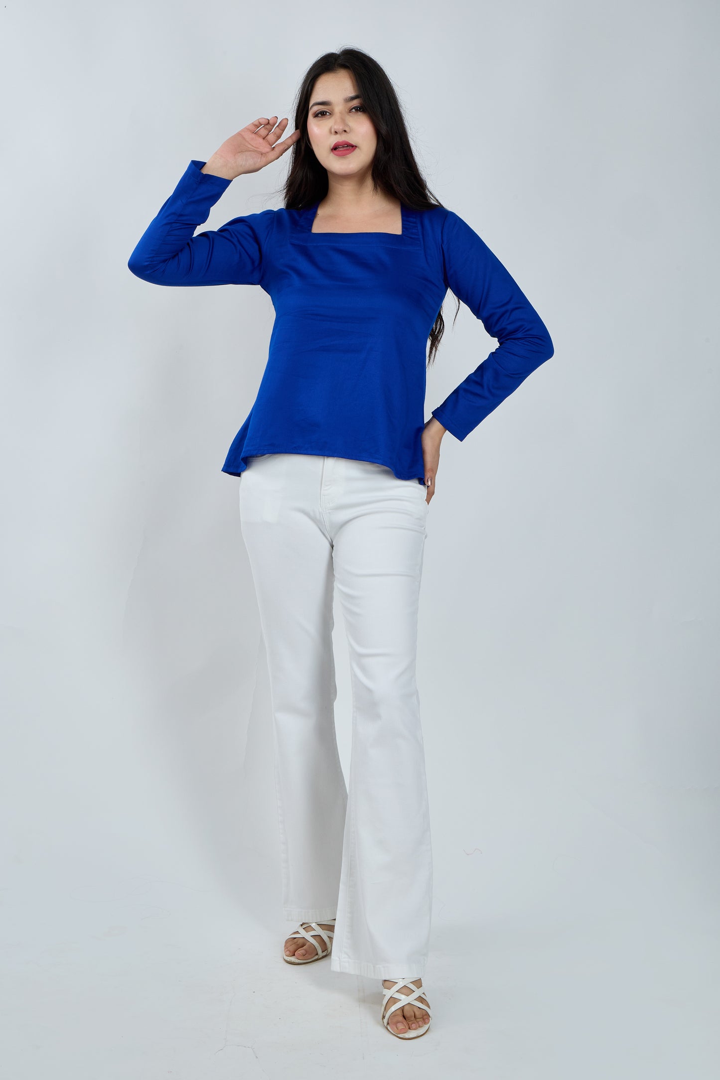Royal Blue Square Neck Top