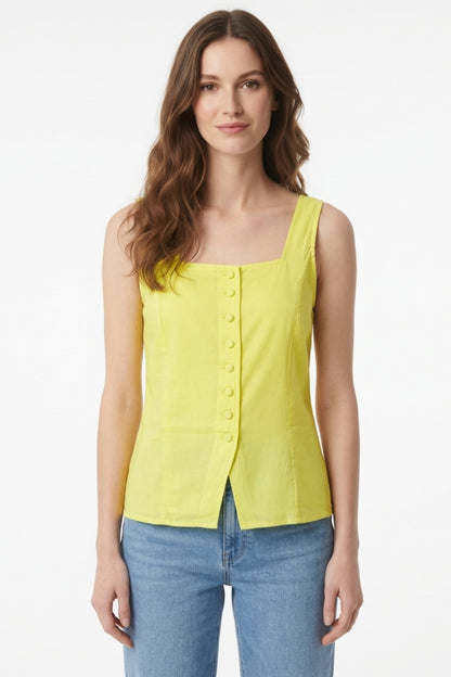 Yellow Button-Front Top