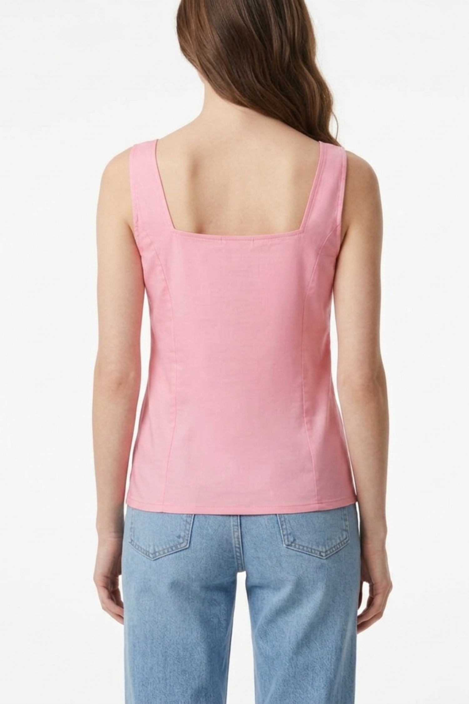 Peach Button-Front Top