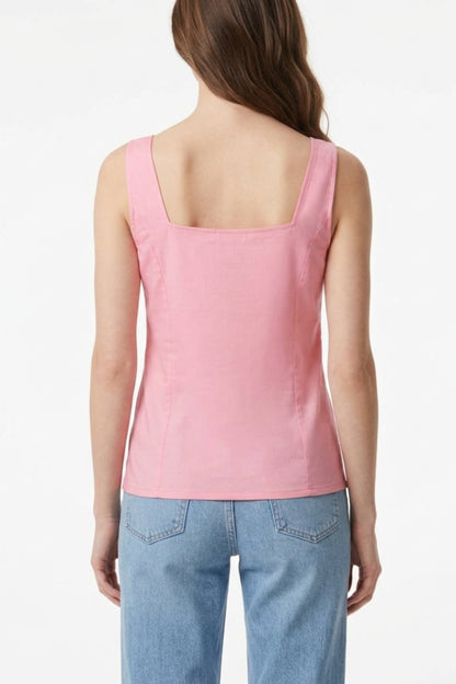 Peach Button-Front Top