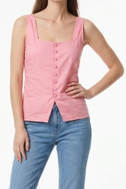 Peach Button-Front Top