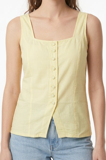 Light Yellow Button-Front Top