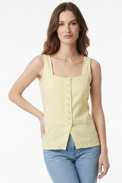 Light Yellow Button-Front Top