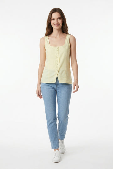 Light Yellow Button-Front Top