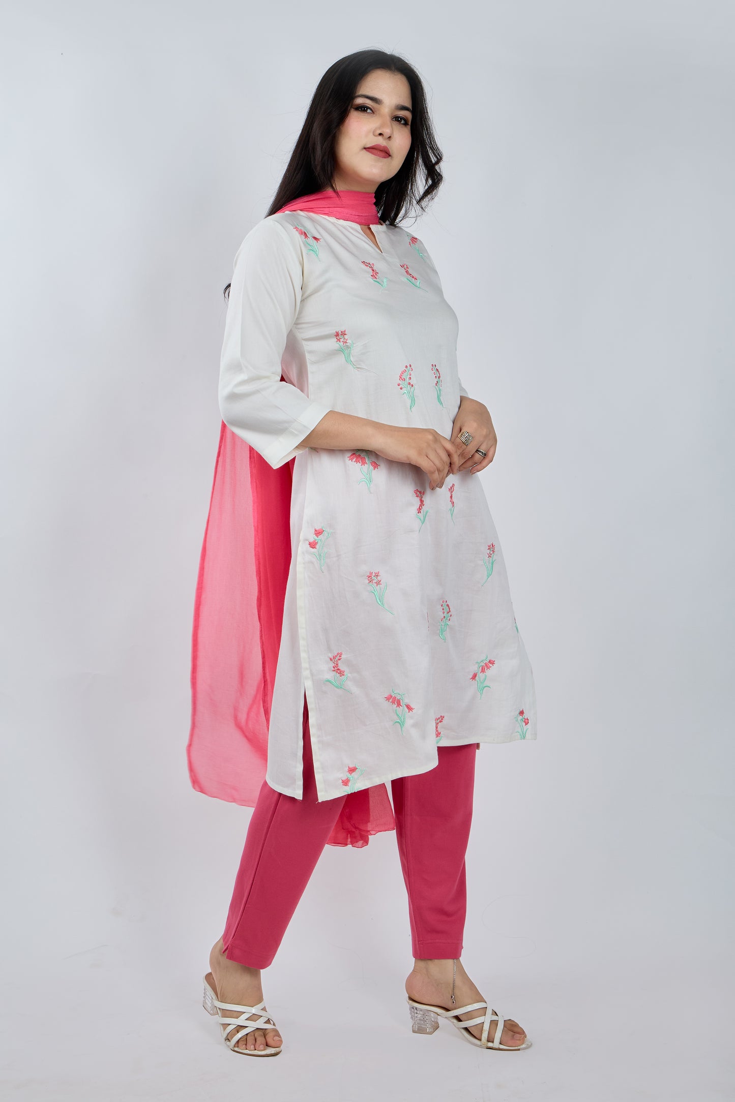 OFF WHITE EMBROIDERED KURTA