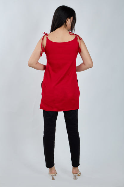 CRIMSON RED SHORT KURTI