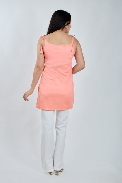 FRENCH REDDISH ORANGE SHORT KURTI