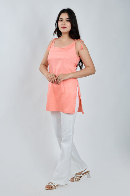 FRENCH REDDISH ORANGE SHORT KURTI