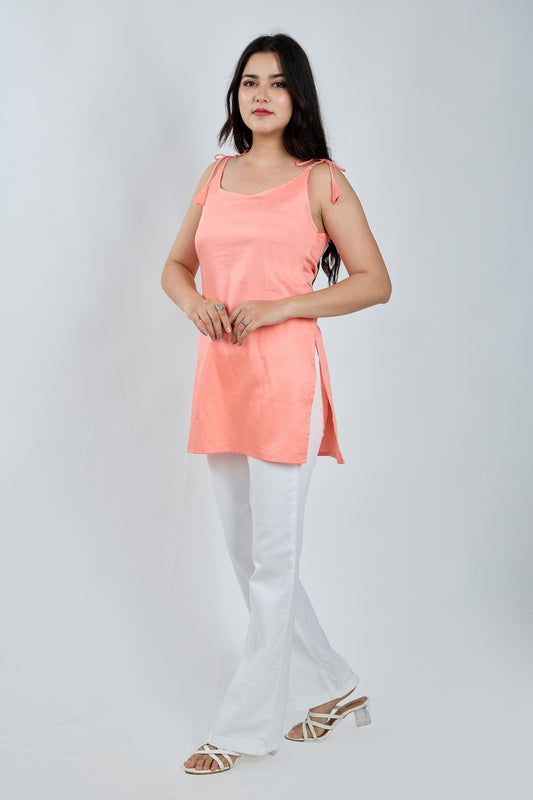 FRENCH REDDISH ORANGE SHORT KURTI