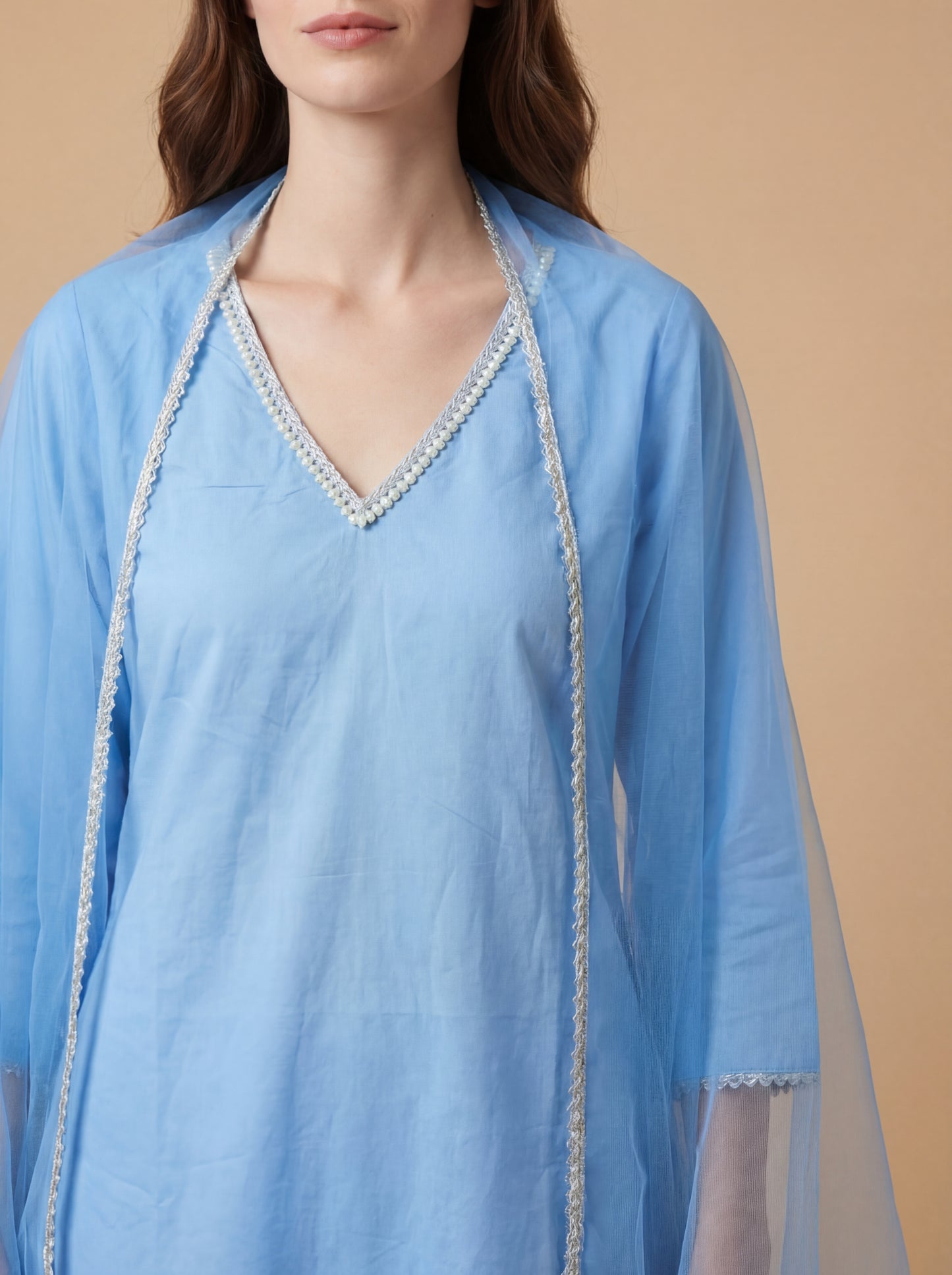 Rock blue kurta set with Duppata.(3 piece)