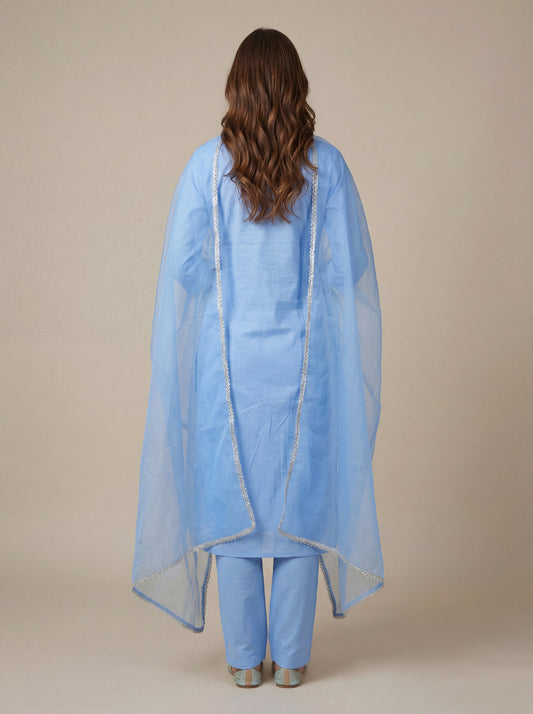 Rock blue kurta set with Duppata.(3 piece)