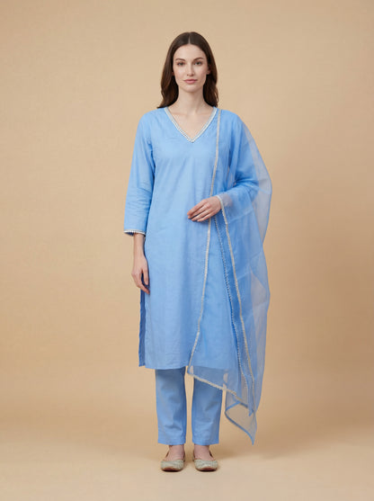Rock blue kurta set with Duppata.(3 piece)