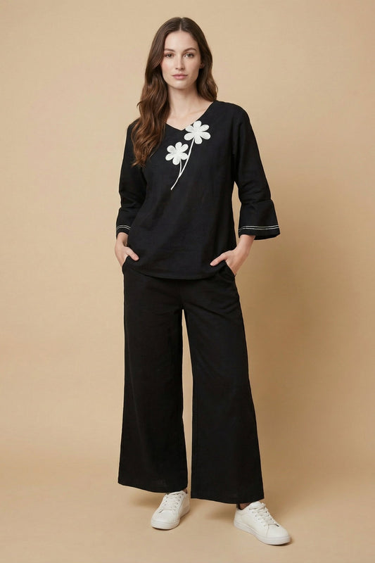 Black Linen Co - Ord Set - MNK Clothings