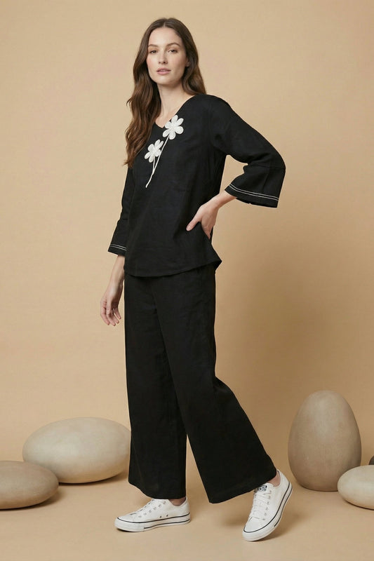 Black Linen Co - Ord Set - MNK Clothings