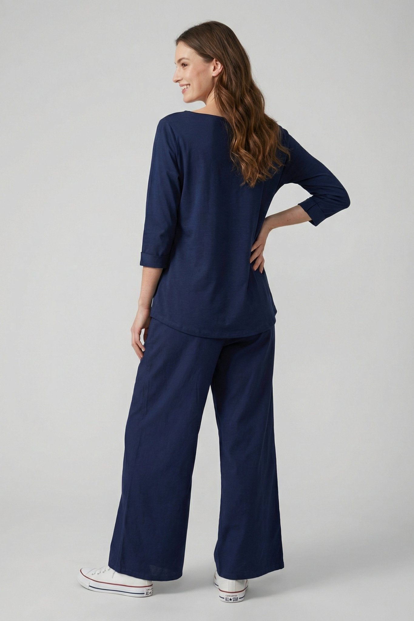Navy Blue Linen Co - Ord Set - MNK Clothings