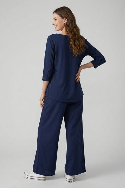 Navy Blue Linen Co - Ord Set - MNK Clothings