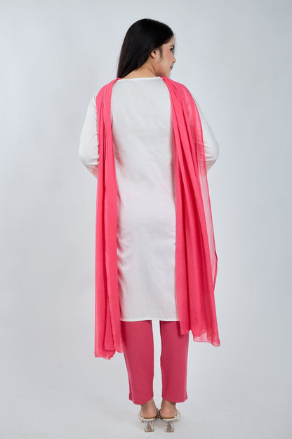 Off White Embroidered Kurta - MNK Clothings