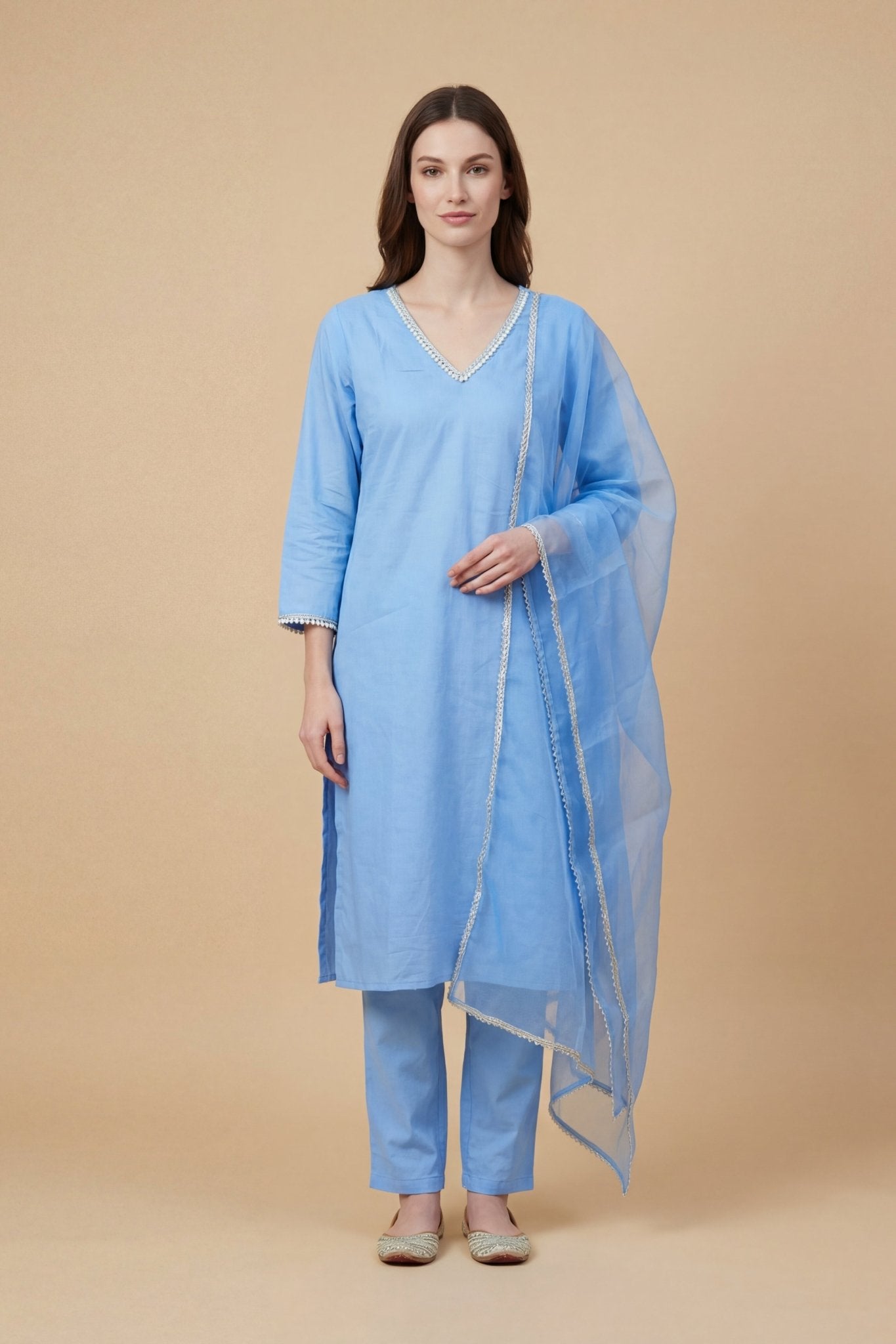 Rock Blue Kurta Set With Duppata.(3 piece) - MNK Clothings