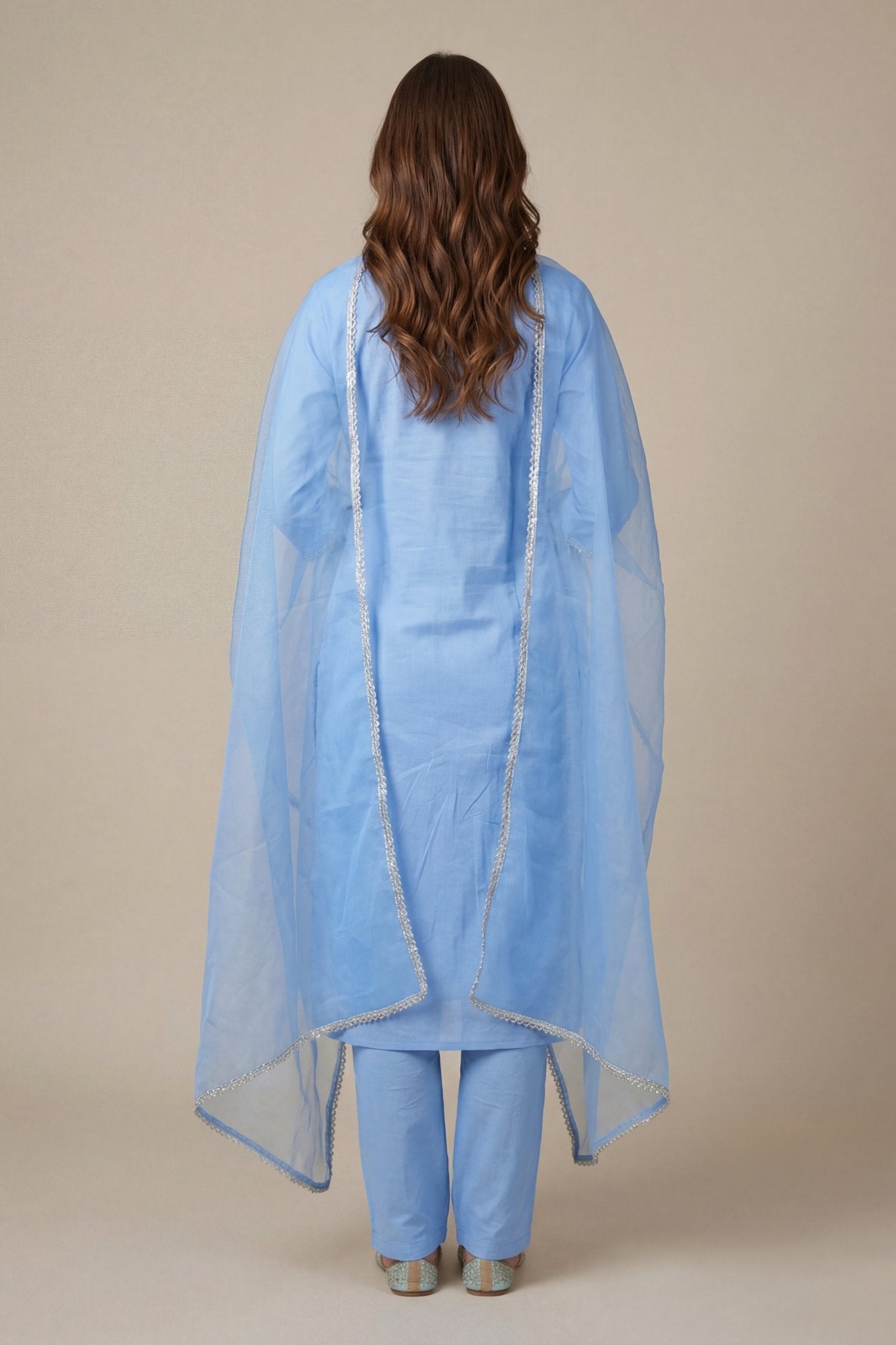 Rock Blue Kurta Set With Duppata.(3 piece) - MNK Clothings
