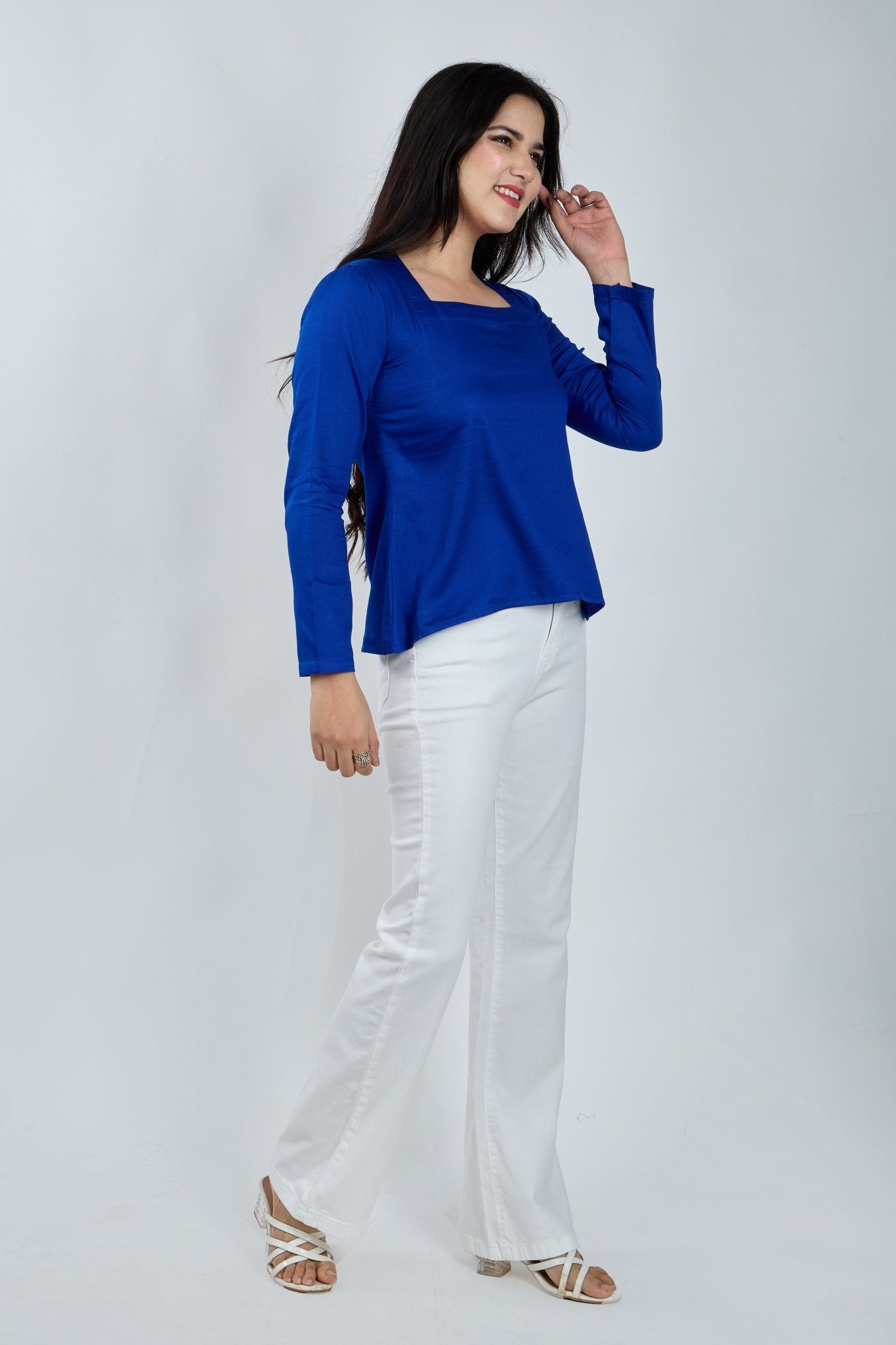 Royal Blue Square Neck Top - MNK Clothings
