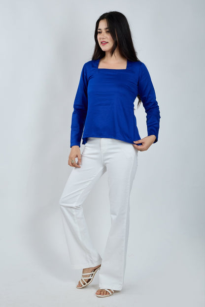 Royal Blue Square Neck Top - MNK Clothings