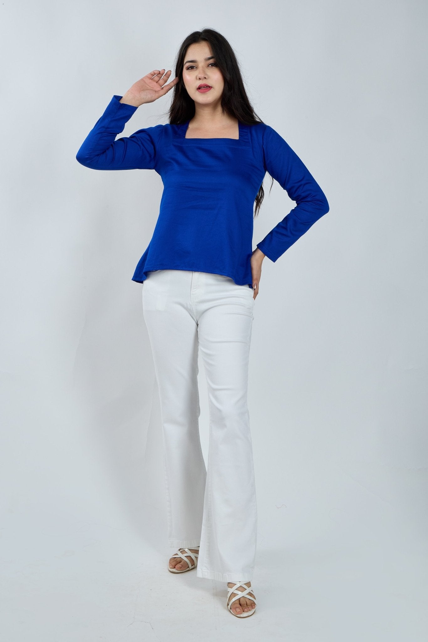 Royal Blue Square Neck Top - MNK Clothings