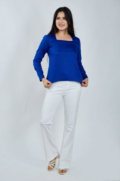 Royal Blue Square Neck Top - MNK Clothings
